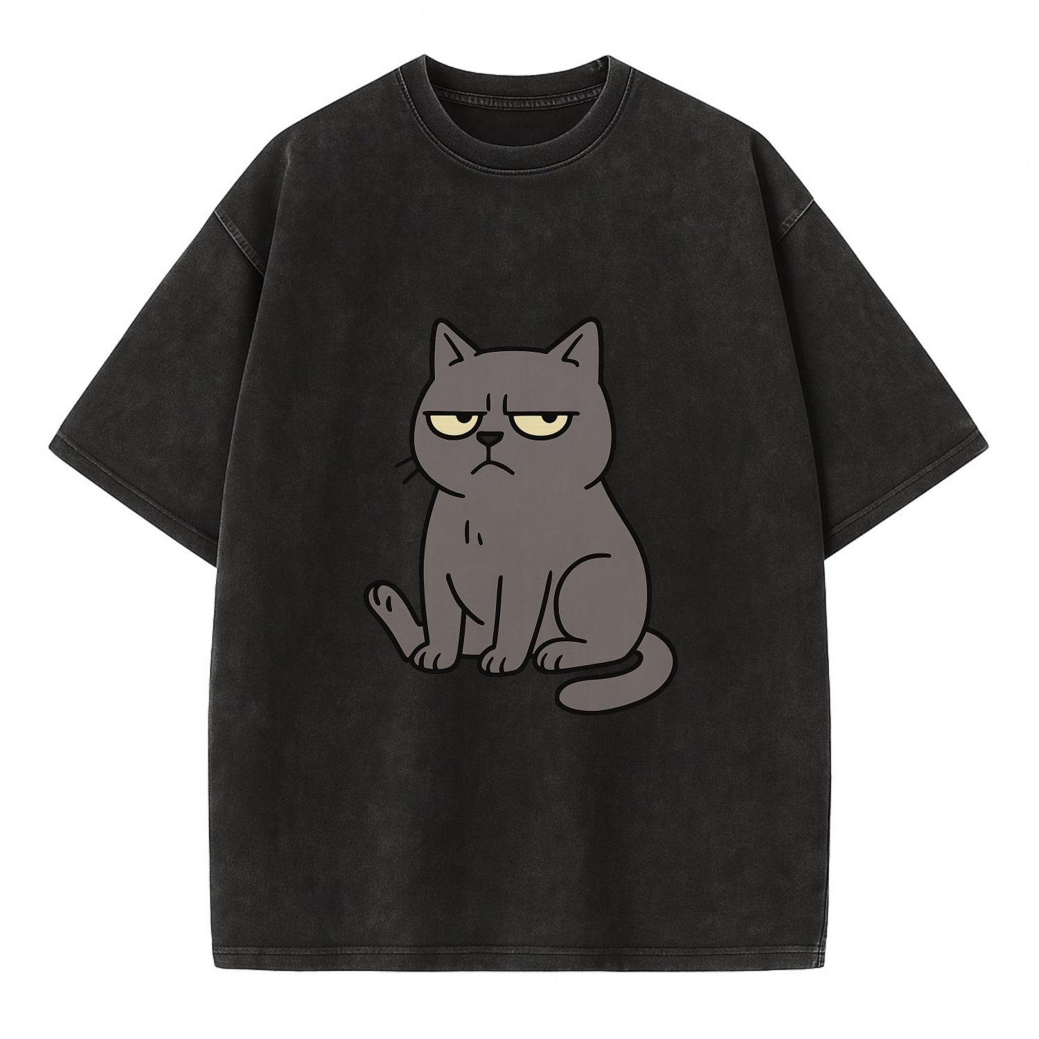 The Cat Judging Silently - Vintage T-shirt - Black
