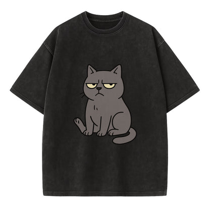 The Cat Judging Silently - Vintage T-shirt - Black