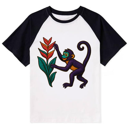 Spider Monkey - Contrast Raglan T-shirt - Black