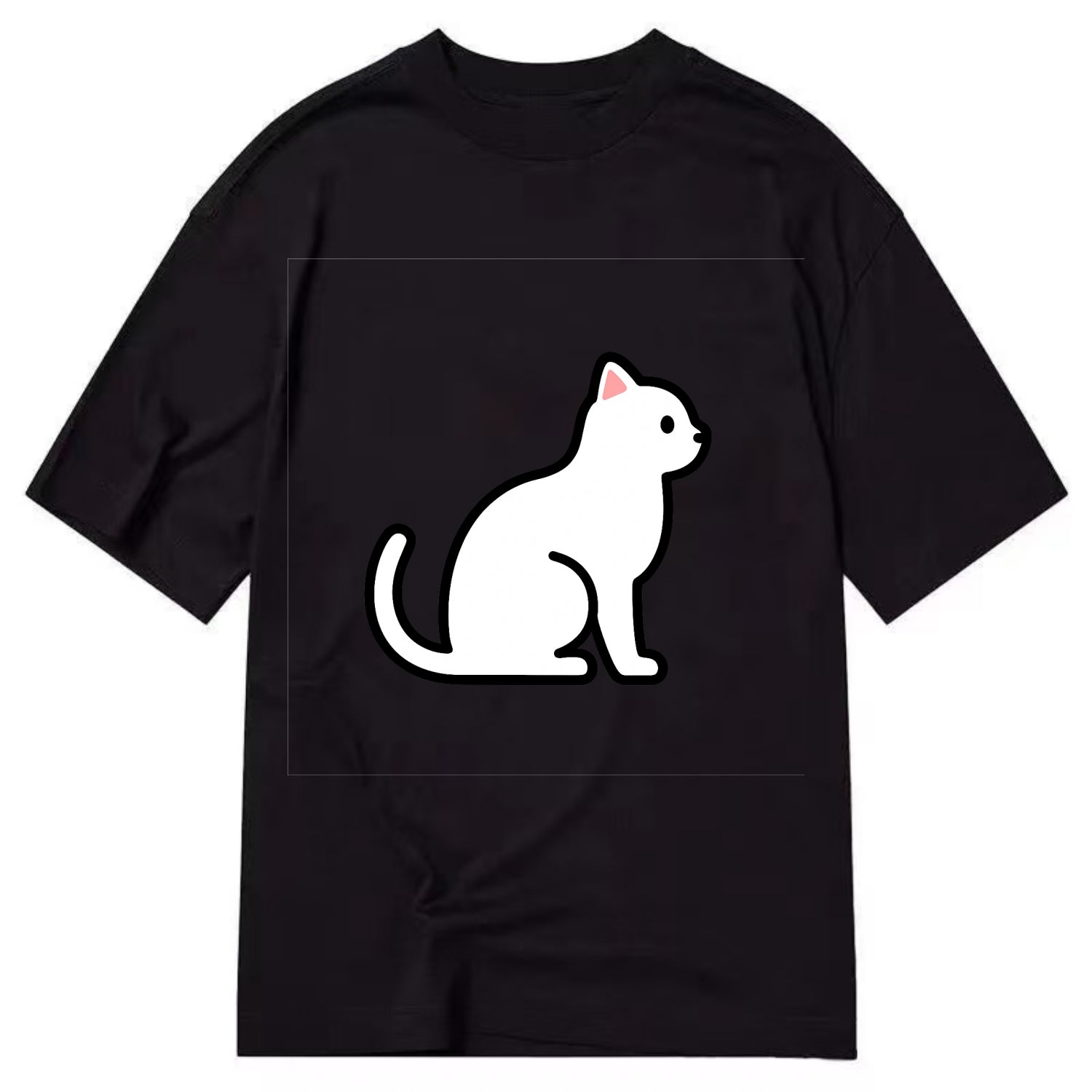 Domestic Shorthair - White classic flat side profile - Classic T-shirt - Black