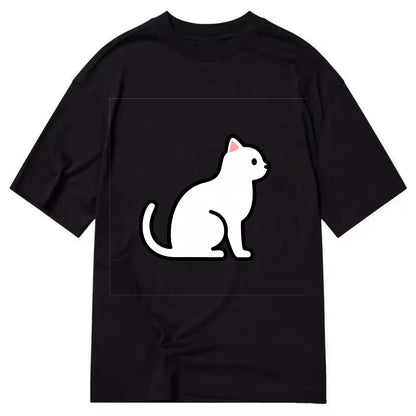 Domestic Shorthair - White classic flat side profile - Classic T-shirt - Black