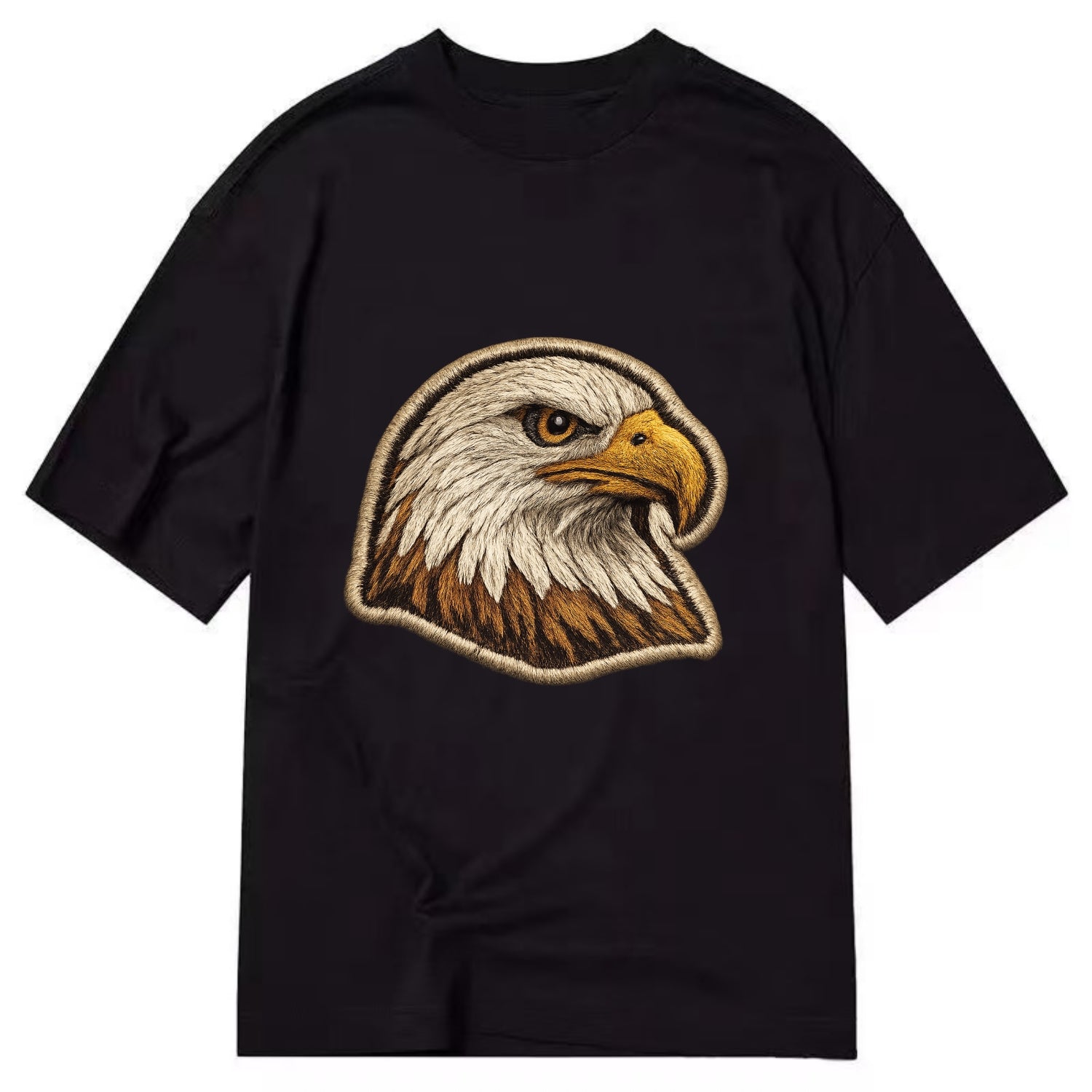 EAGLE HEAD PROFILE - majestic bald eagle in brown, white and gold , American pride - Classic T-shirt - Black