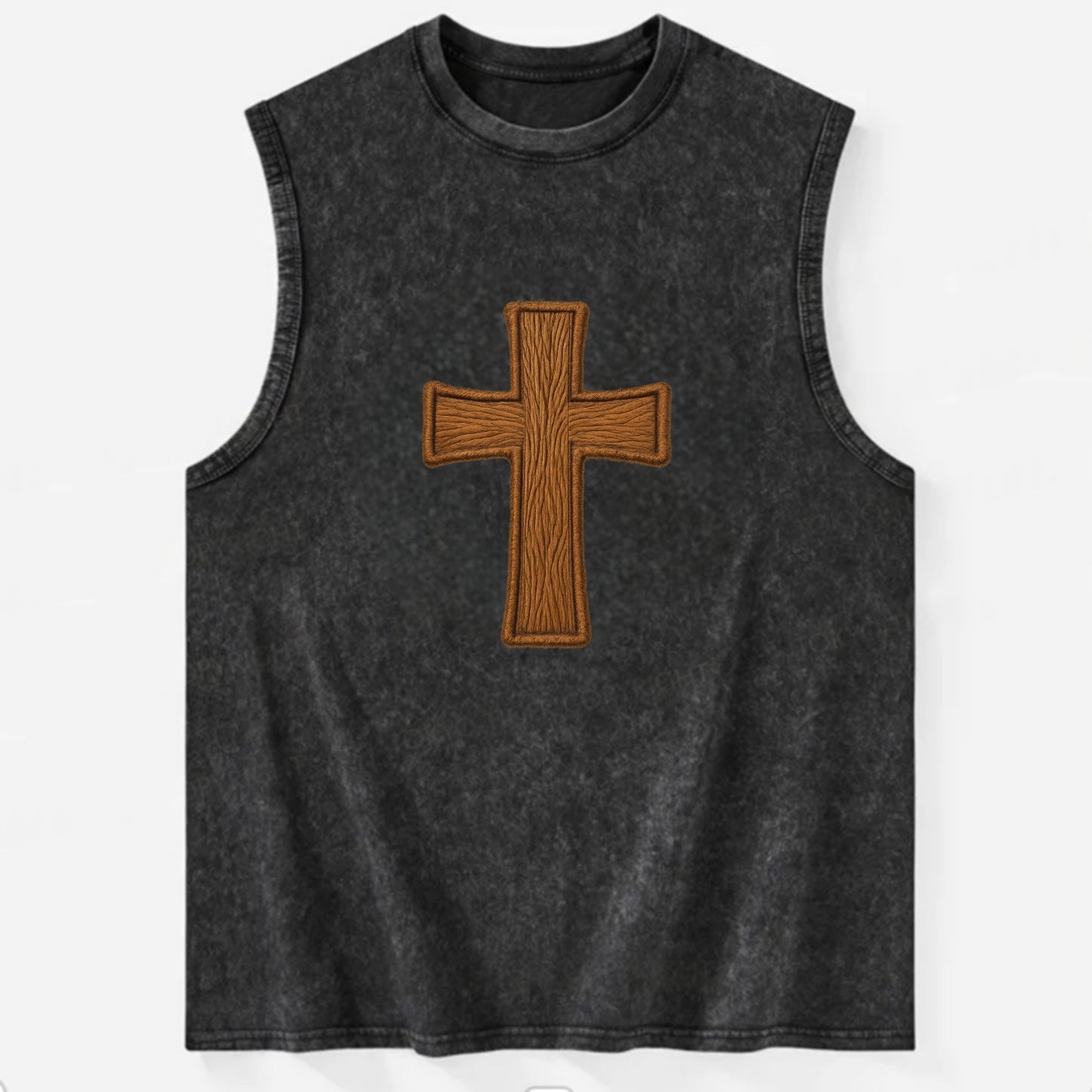 Carved Cross  - Vintage Washed Tank - Black