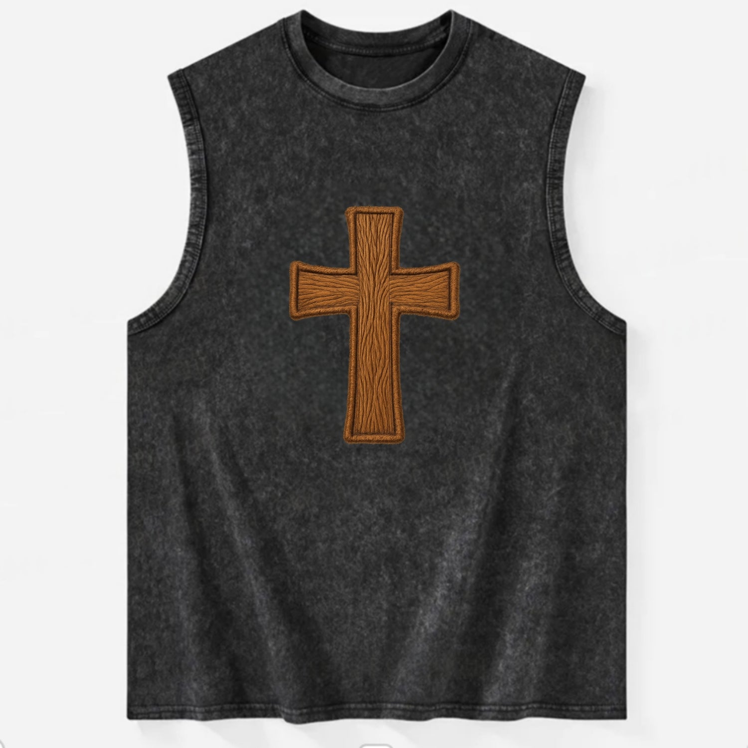 Carved Cross  - Vintage Washed Tank - Black