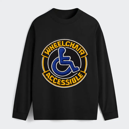 WHEELCHAIR ACCESSIBLE - accessibility symbol in blue , inclusion - Classic Long Sleeve Shirt - Black