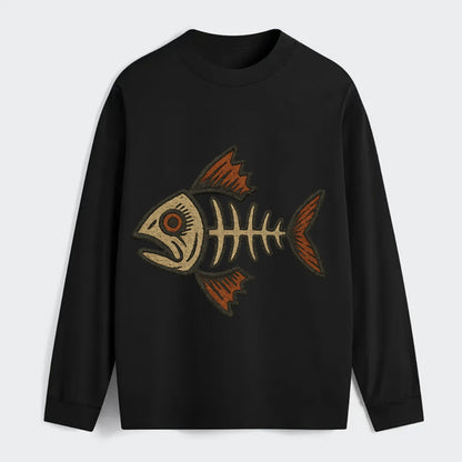 Fish Skeleton  - Classic Long Sleeve Shirt - Black