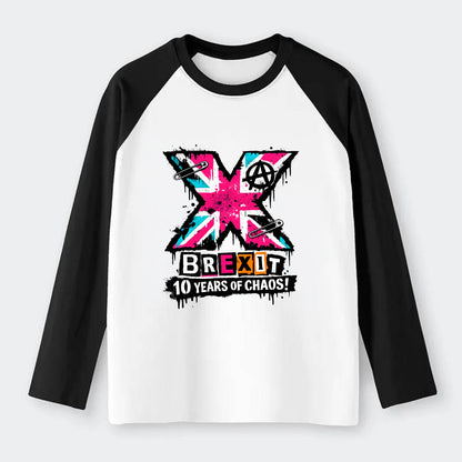X YEARS | Roman numeral X massive | Union Jack fill pattern | Bold - Raglan Long Sleeve T-Shirt - Black