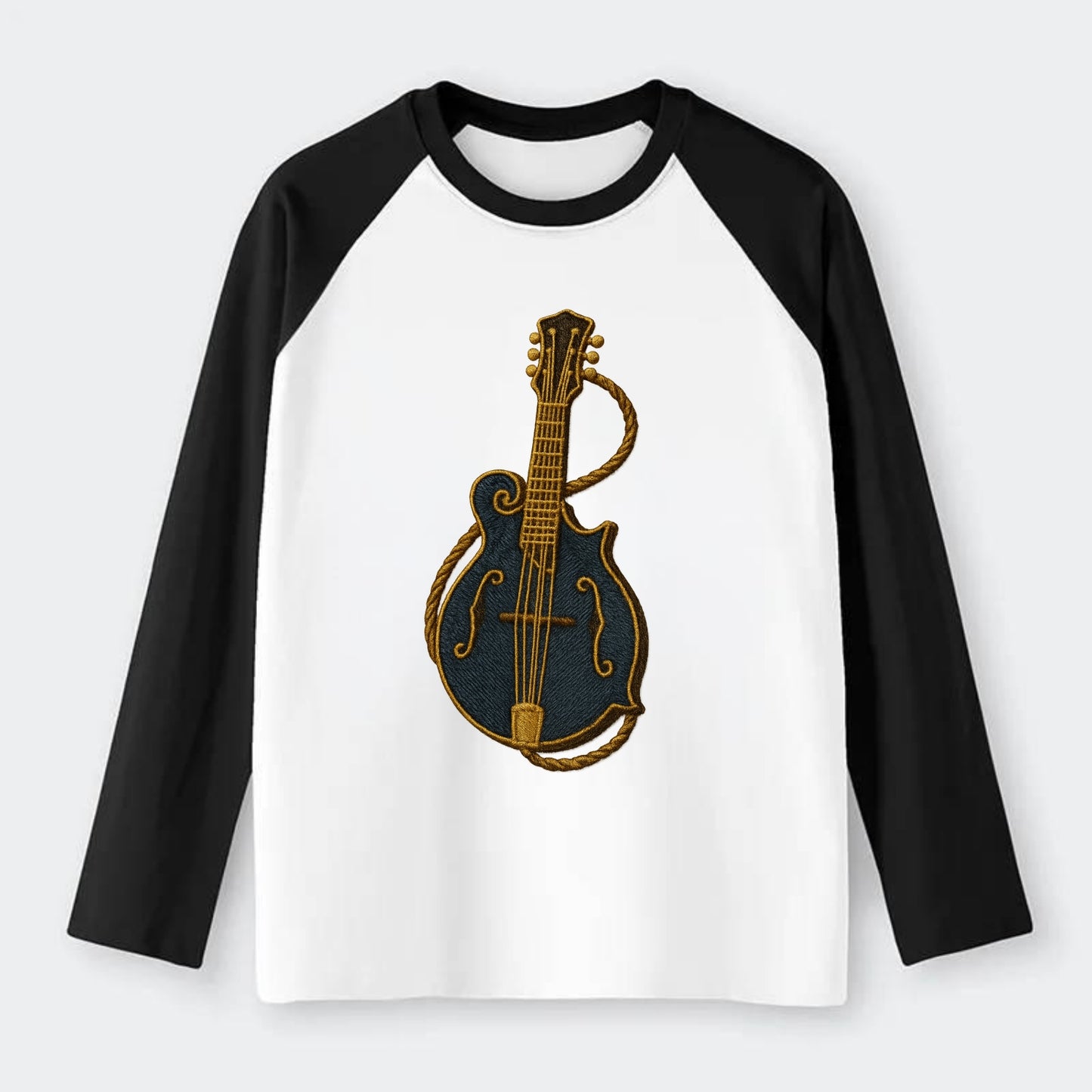 Mandolin  - Raglan Long Sleeve T-Shirt - Black