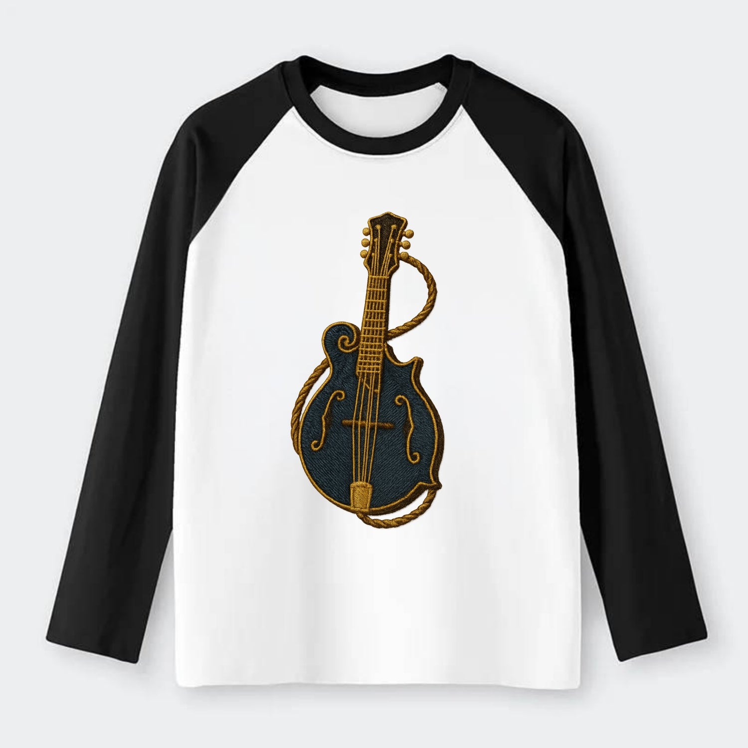 Mandolin  - Raglan Long Sleeve T-Shirt - Black