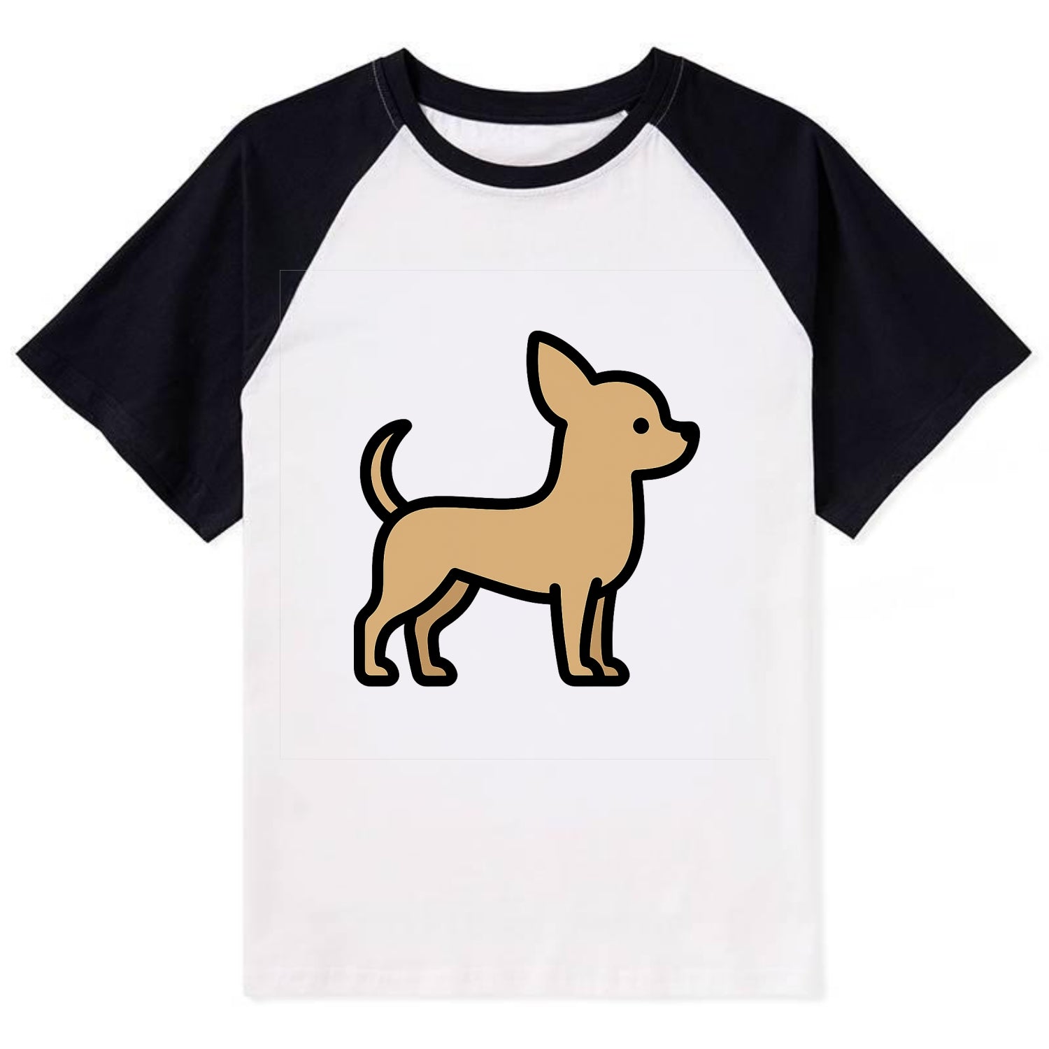 Chihuahua - Tan smooth coat flat side profile - Contrast Raglan T-shirt - Black
