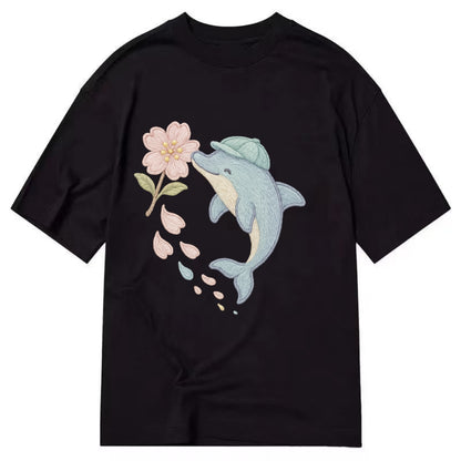 Dolphin Sakura Leap  - Classic T-shirt - Black
