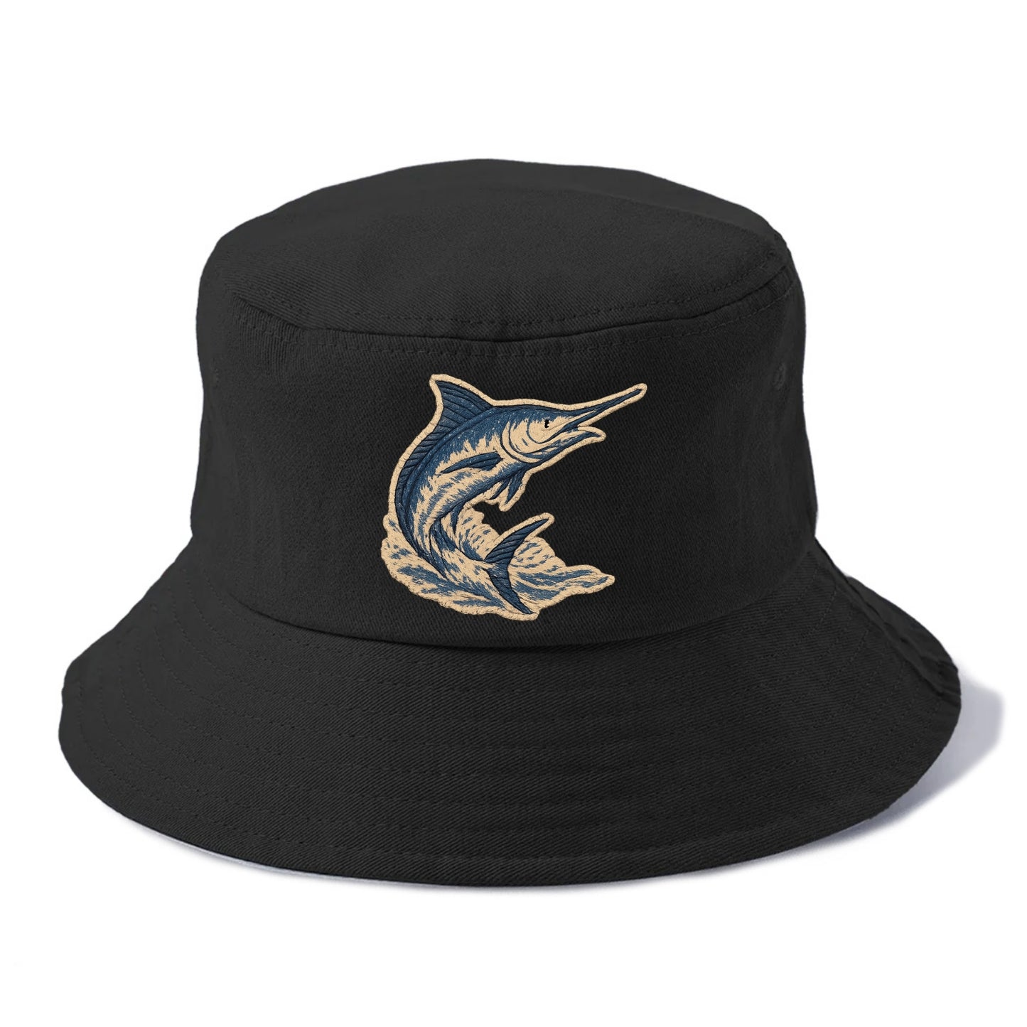 SWORDFISH MARLIN - leaping marlin in blue and silver , sport fishing - Bucket Hat - Black