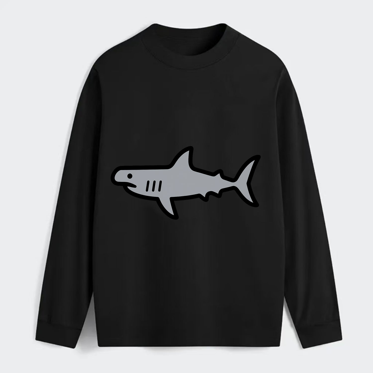 Hammerhead Shark - Gray distinctive head flat side profile - Classic Long Sleeve Shirt - Black