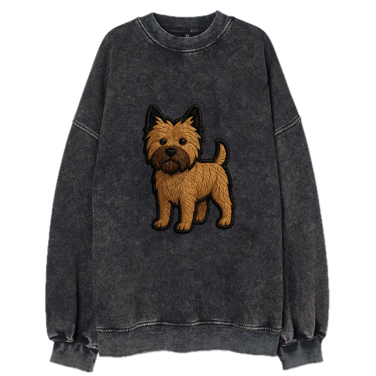 Cairn Terrier - Modern shaggy design wit - Vintage Sweatshirt - Black