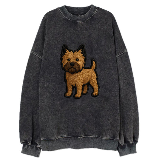 Cairn Terrier - Modern shaggy design wit - Vintage Sweatshirt - Black