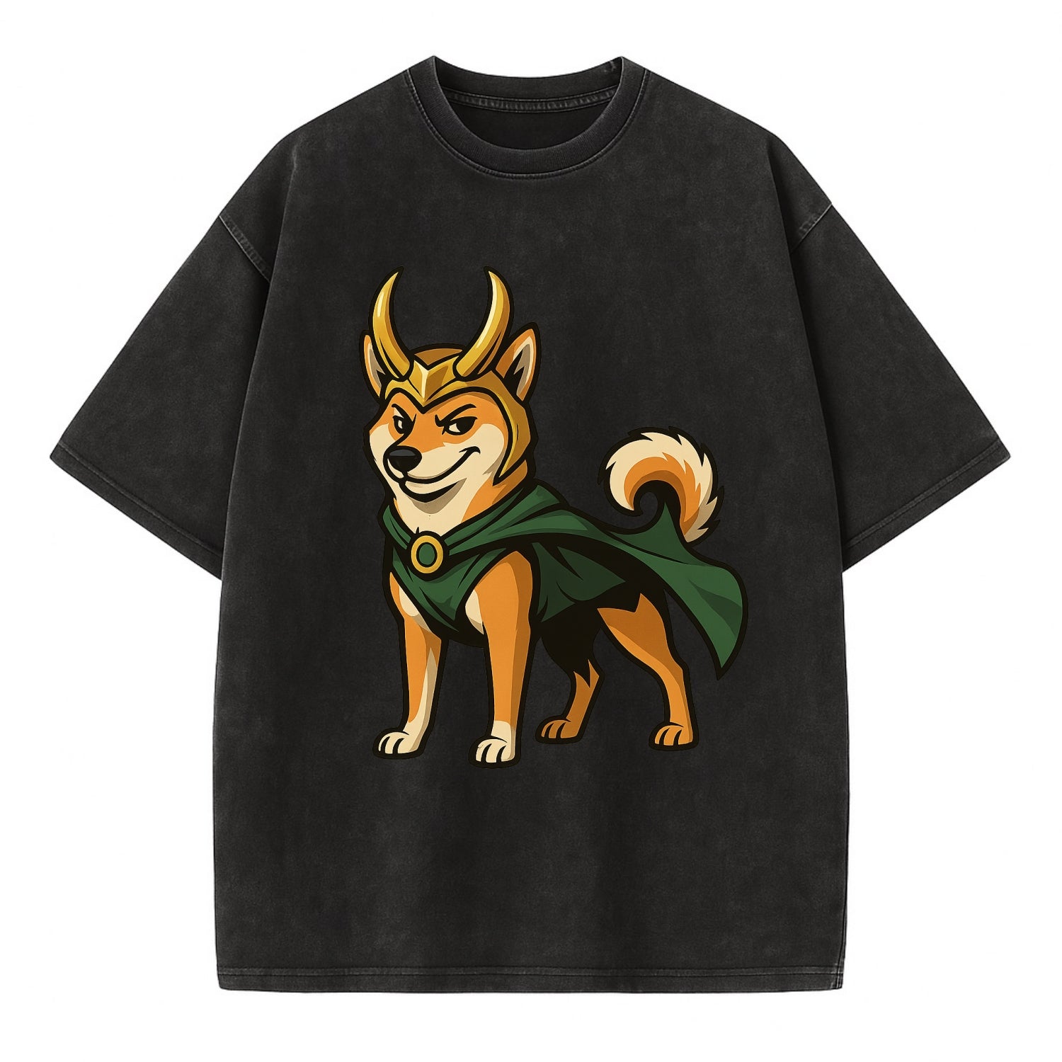 Shiba Inu Loki  - Vintage T-shirt - Black