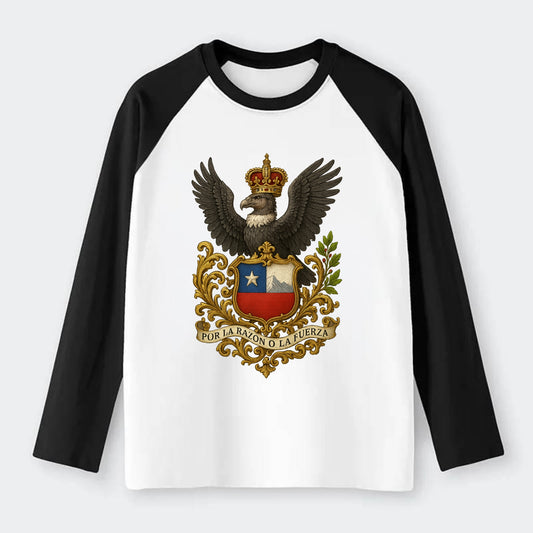 Chile Andean Condor Emblem - Raglan Long Sleeve T-Shirt - Black