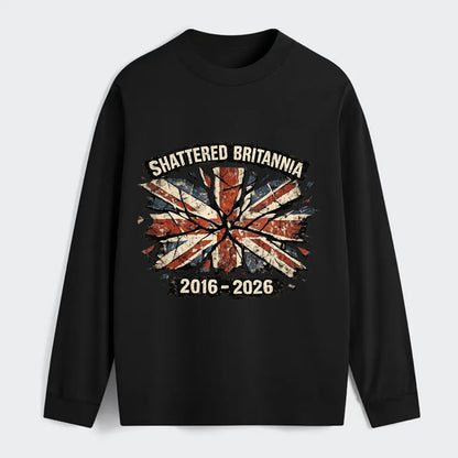 SHATTERED BRITANNIA | Cracked broken Union Jack | Fragmented glass - Classic Long Sleeve Shirt - Black