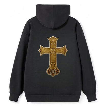 Alpha Omega Cross  - Classic Pullover Hoodie - Black