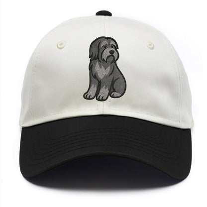 Bearded Collie - Gray shaggy coat embroidered pose - Two Tone Cap - Black