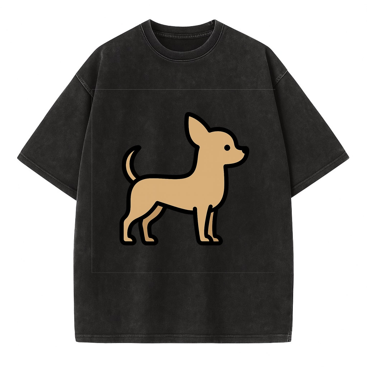 Chihuahua - Tan smooth coat flat side profile - Vintage T-shirt - Black
