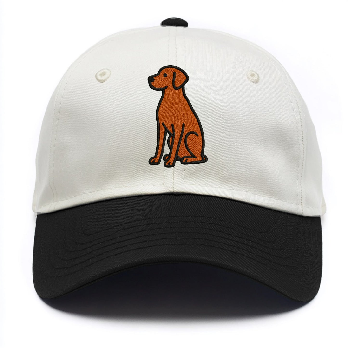 Vizsla - Rust colored sitting pose - Two Tone Cap - Black
