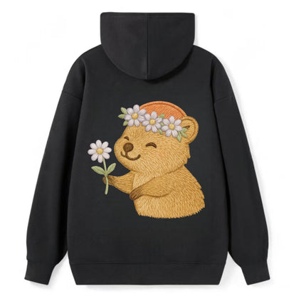 Quokka Daisy Chain - Classic Pullover Hoodie - Black