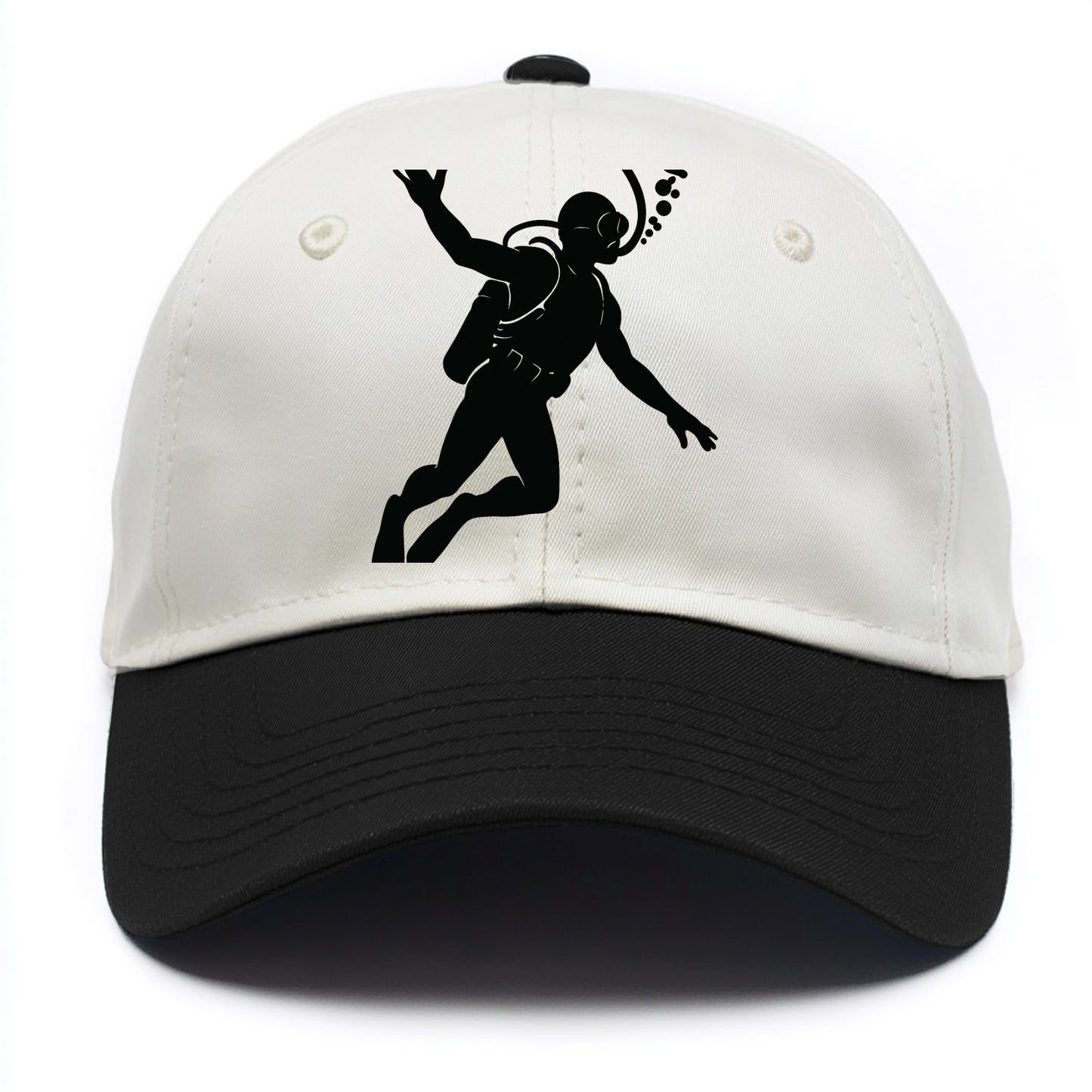 Scuba diver descending with gear - Two Tone Cap - Black