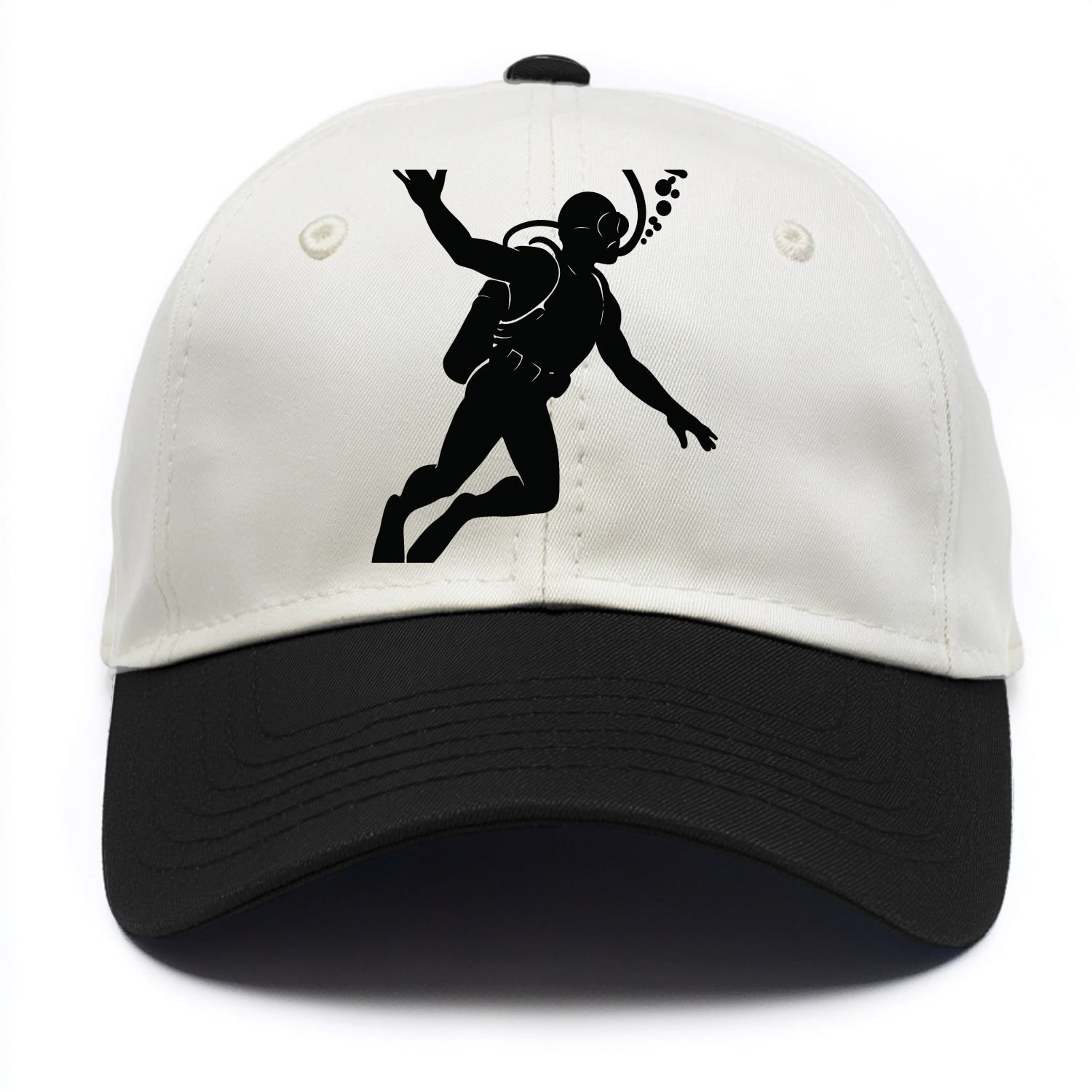 Scuba diver descending with gear - Two Tone Cap - Black