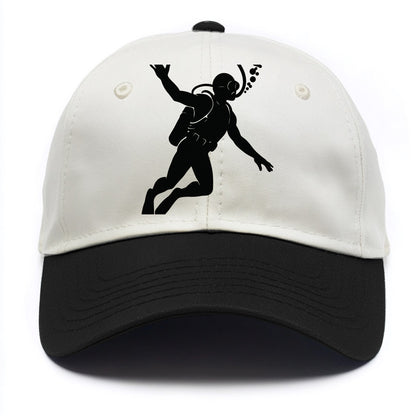 Scuba diver descending with gear - Two Tone Cap - Black