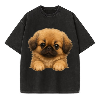 Pekingese  - Vintage T-shirt - Black