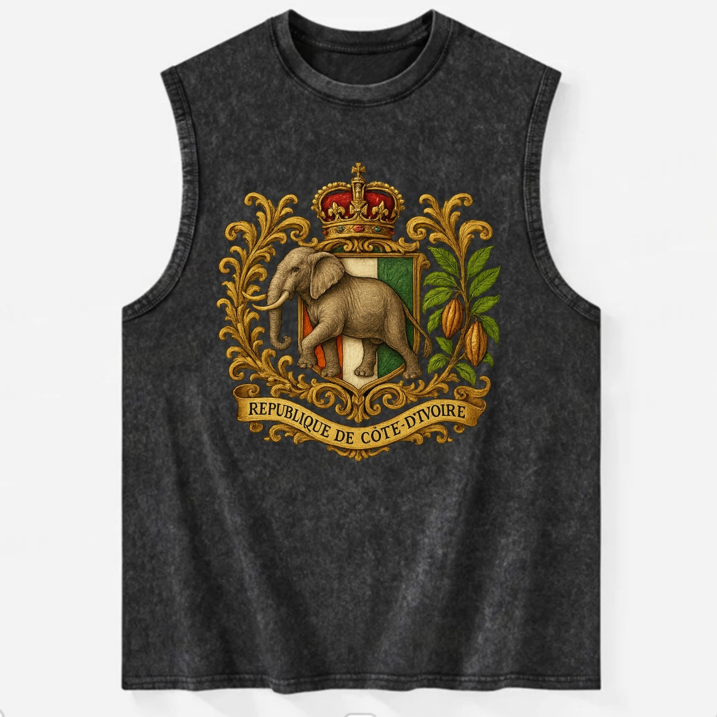Ivory Coast Heritage Badge  - Vintage Washed Tank - Black