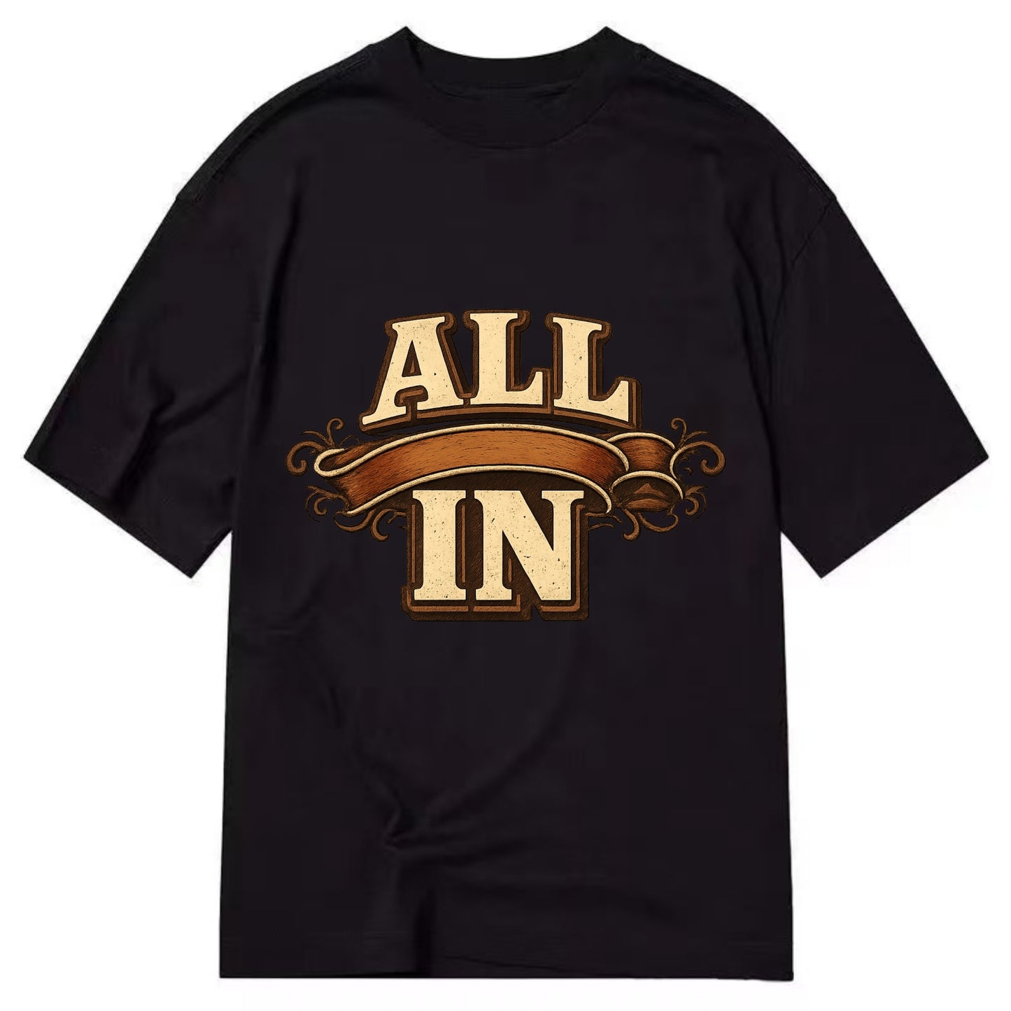 Bold typography design - "ALL IN" - complete commitment, no holding back - Classic T-shirt - Black