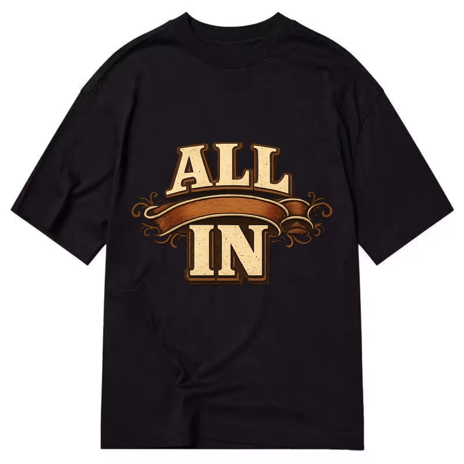 Bold typography design - "ALL IN" - complete commitment, no holding back - Classic T-shirt - Black