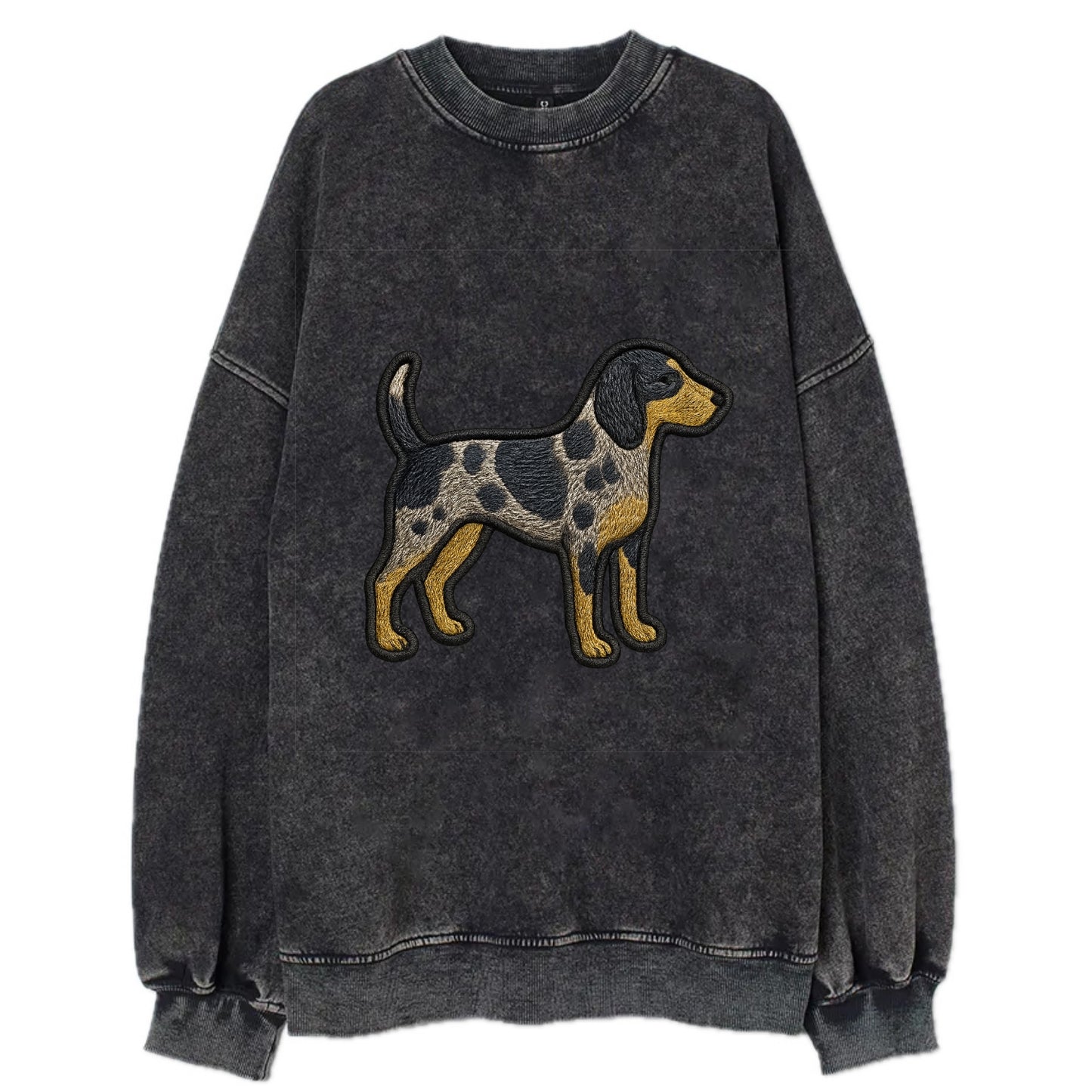 Bluetick Coonhound - Trendy spotted hound logo with prominent black border - Vintage Sweatshirt - Black