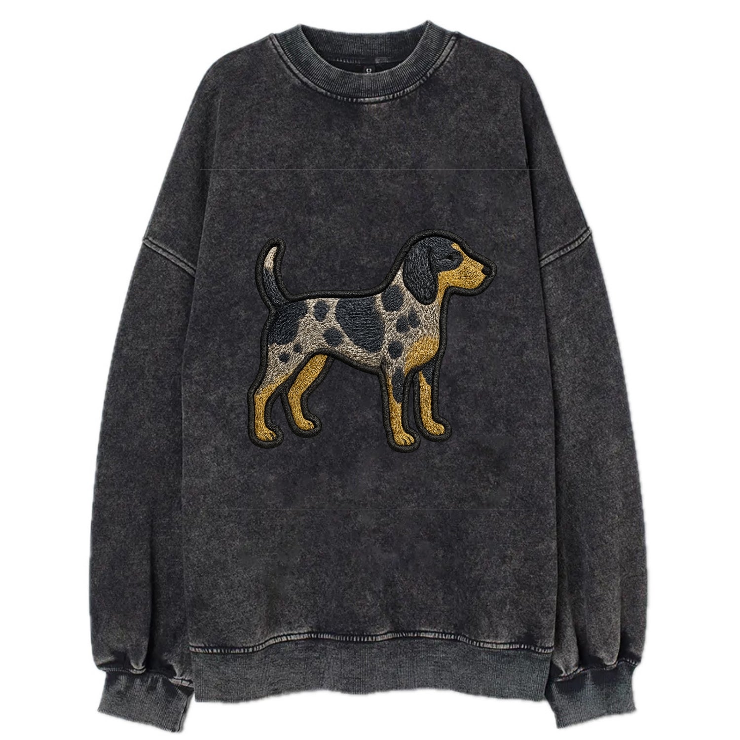 Bluetick Coonhound - Trendy spotted hound logo with prominent black border - Vintage Sweatshirt - Black