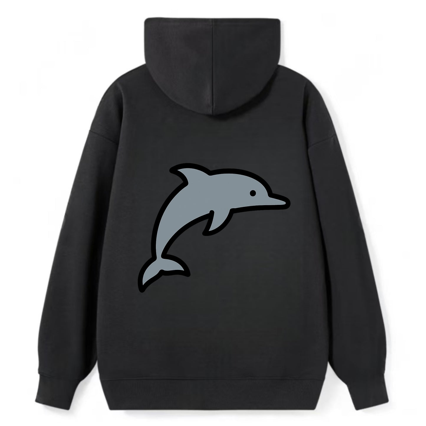 Bottlenose Dolphin - Gray jumping pose flat side profile - Classic Pullover Hoodie - Black