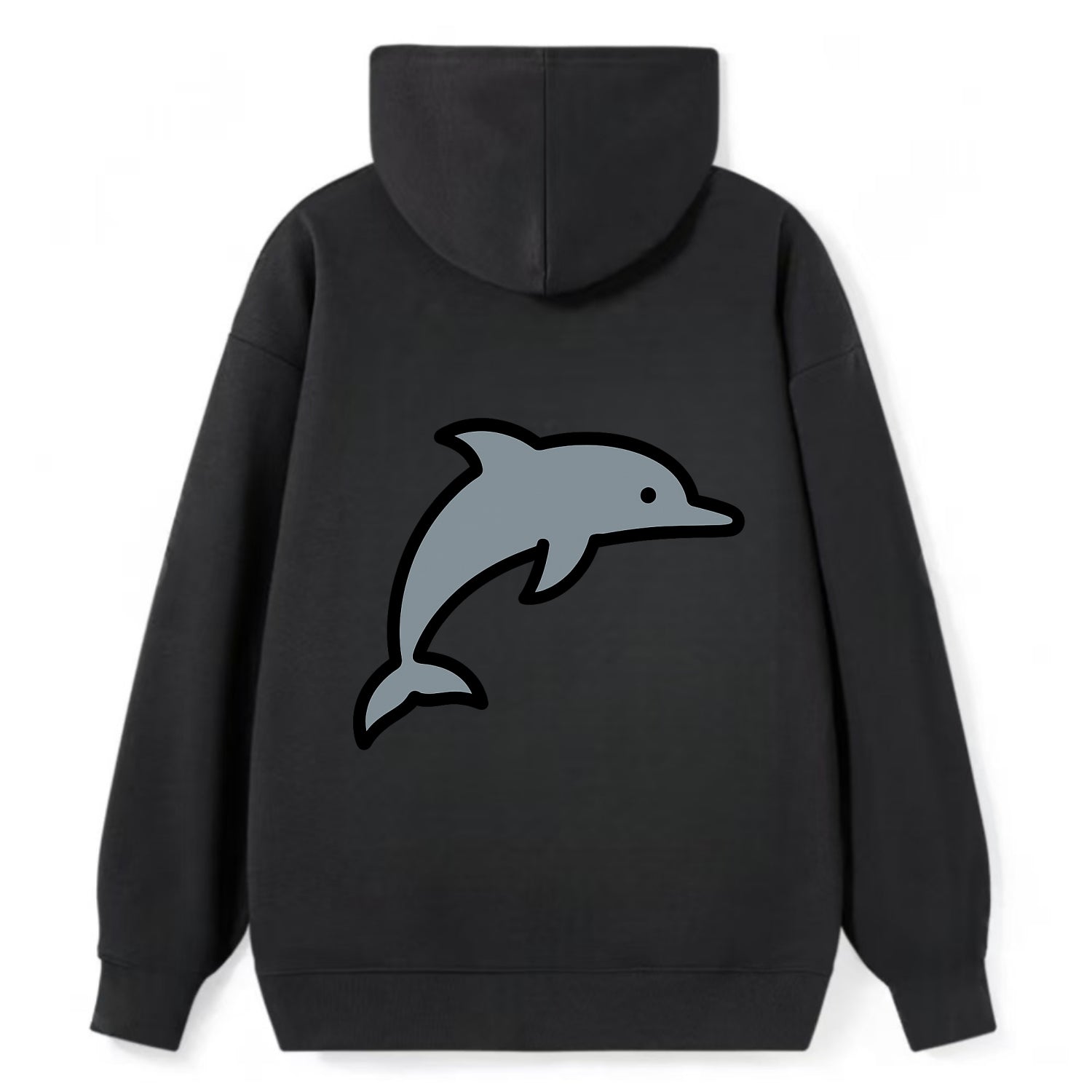 Bottlenose Dolphin - Gray jumping pose flat side profile - Classic Pullover Hoodie - Black