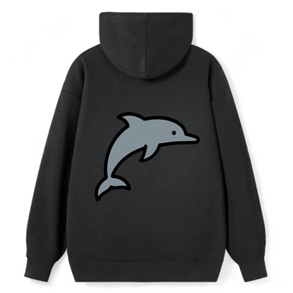 Bottlenose Dolphin - Gray jumping pose flat side profile - Classic Pullover Hoodie - Black