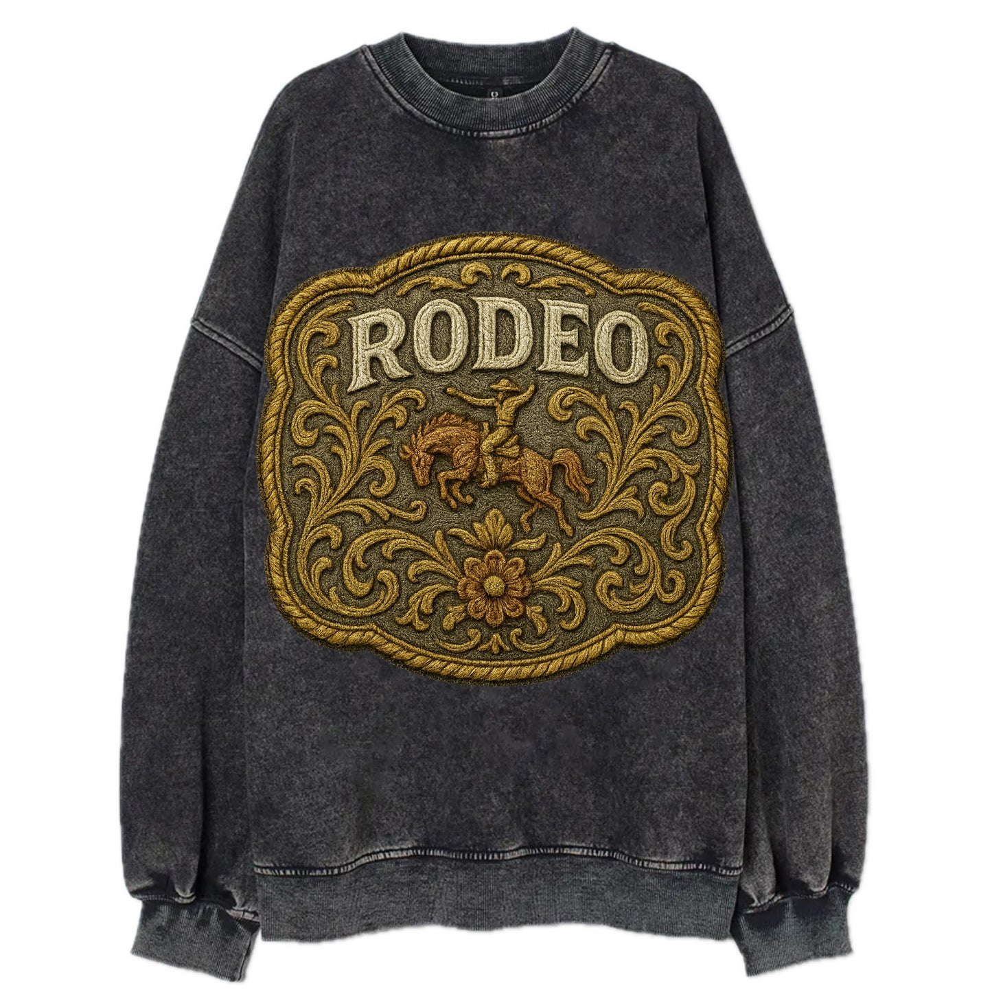 Rodeo Buckle  - Vintage Sweatshirt - Black