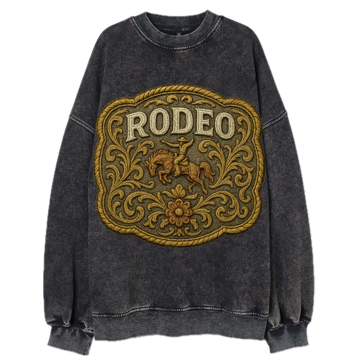 Rodeo Buckle  - Vintage Sweatshirt - Black