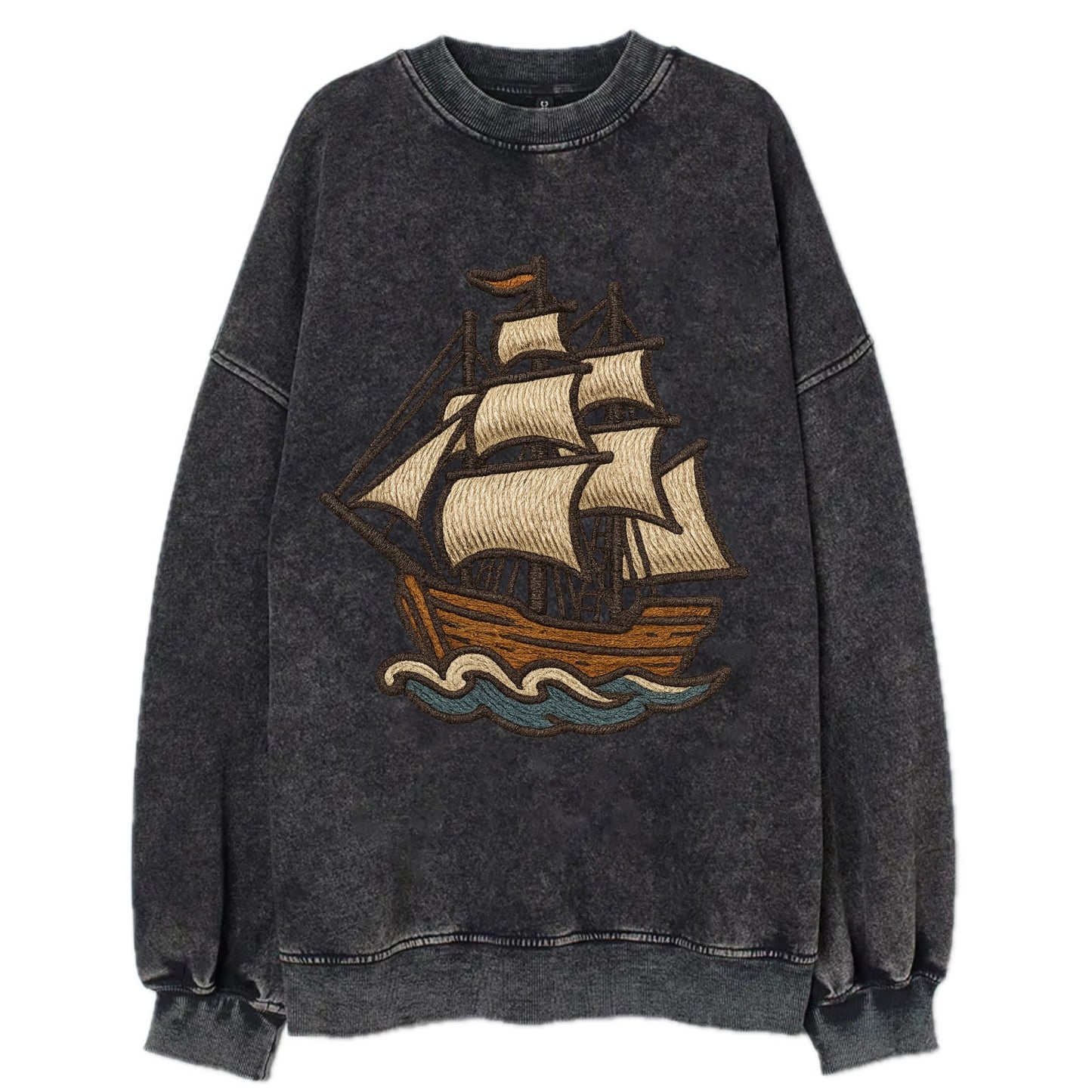 Sailing Ship  - Vintage Sweatshirt - Black