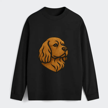 Sussex Spaniel - Golden liver embroidered low-set design - Classic Long Sleeve Shirt - Black