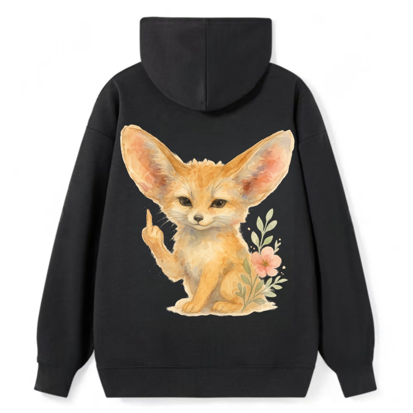 tiny fennec fox with oversized ears, one small paw raised in sass - Classic Pullover Hoodie - Black