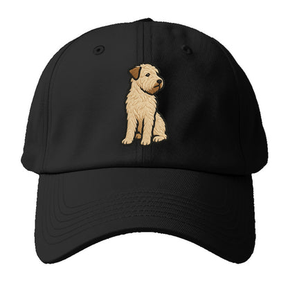 Soft Coated Wheaten Terrier - Light tan flowing coat embroidered pose - Baseball Cap For Big Heads - Black