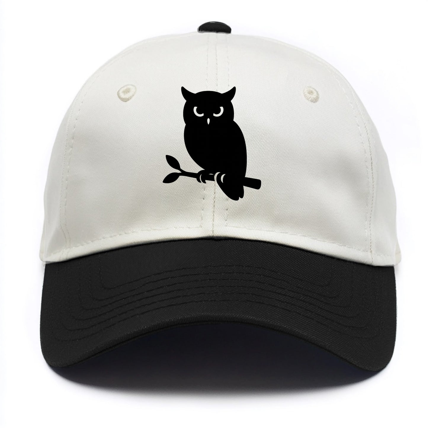 Owl perched on branch at night - Two Tone Cap - Black