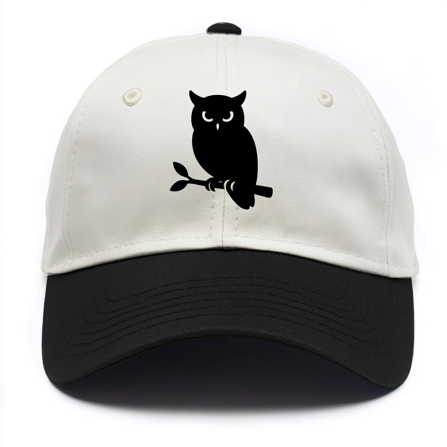 Owl perched on branch at night - Two Tone Cap - Black