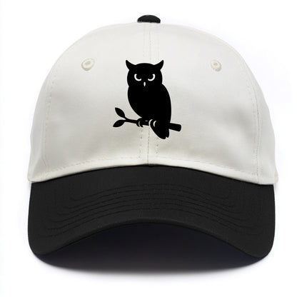 Owl perched on branch at night - Two Tone Cap - Black