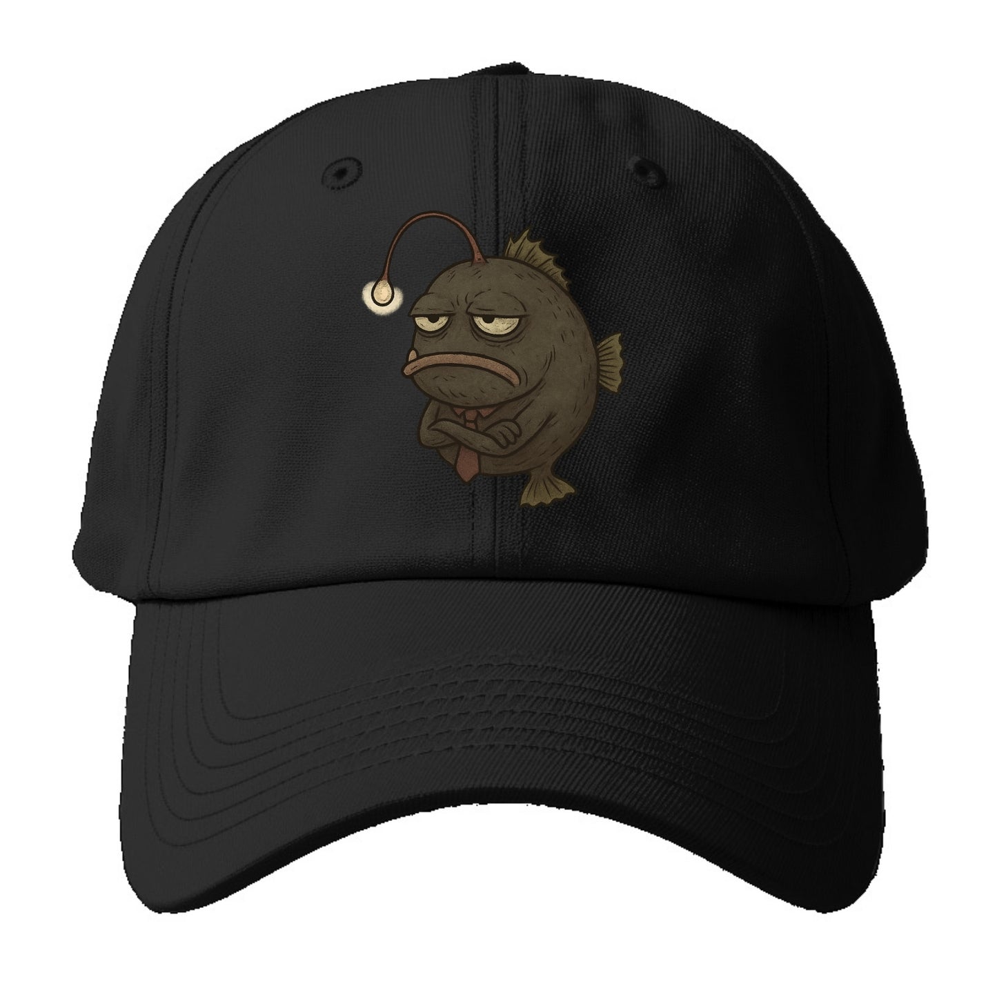 THE ANGLERFISH LURES DISAPPOINTMENT | Dark gray anglerfish with dim - Baseball Cap For Big Heads - Black
