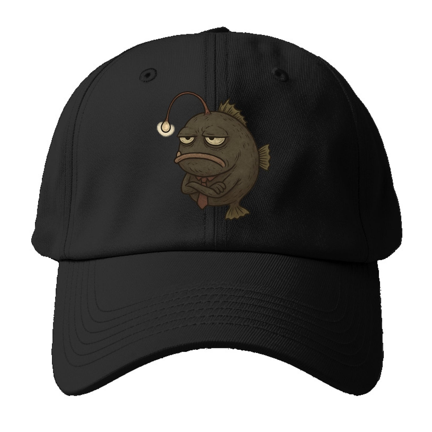 THE ANGLERFISH LURES DISAPPOINTMENT | Dark gray anglerfish with dim - Baseball Cap For Big Heads - Black